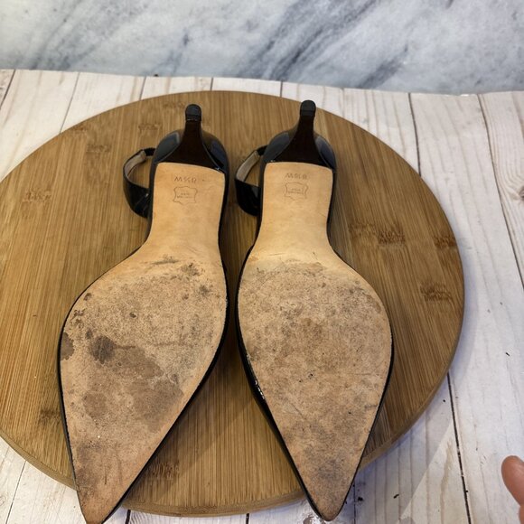 Talbots Sling Back Black Patent Leather Kitten Heels - Picture 11 of 13